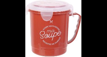 Magnetron Soepbeker met Ontluchtingsfilter – 12x8cm | Magnetron Bestendige Beker voor het Bereiden van Soep - Rood