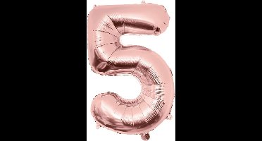 Folie ballon cijfer 5 jaar cijferballon verjaardag versiering rosé goud 86 cm