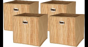 Storage Solutions Opbergmand/kastmand - 4x - 28 liter - naturel - 31 x 31 x 31 cm - Vakkenkast manden - opvouwbaar