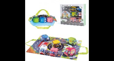 Speelkleedje met Speelgoedauto's van Stof - Tachan - Met Tas - 6 Stuks