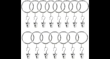 15 Stuks Gordijnroede Ring Clips, 32mm Interne Diameter Oogjes Gordijnringen, Douchegordijn Haak Clips, Gordijn Hangers Clips, Licht Hangers Draad Houders (Zilver)