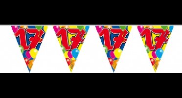 2x Leeftijd versiering vlaggenlijnen / vlaggetjes / slingers 17 jaar geworden thema 10 meter