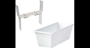 Kunststof plantenbak wit rechthoekig 60 cm met 2 verstelbare balkon/muurbeugels