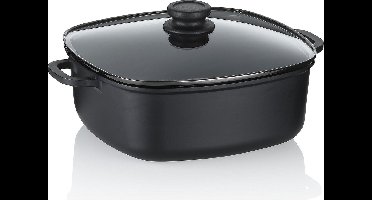 Braadpan, 6.0 L, met Deksel, Zwart, Non-stick, PFAS/PTFE vrij, Gegoten Aluminium - Kela | Atura