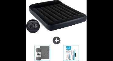 Intex Luchtbed - Twijfelaar - 137 x 191 x 25 cm - Blauw - Inclusief pomp - Hoeslaken en Reparatieset