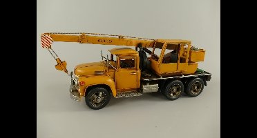 kraanwagen - vintage - groot - blikken auto - blik - geel