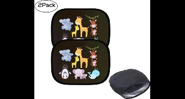 Universele Auto Zonnescherm + Opbergzakje - Set Van 2 - UV Protectie – Zonnescherm Auto Kind