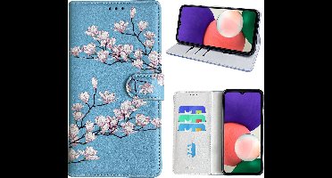 Hoesje geschikt voor Samsung Galaxy A22 Bookcase met blossom bloemen print