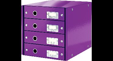 Leitz Wow Click & Store Ladekast Met 4 Laden - 81% Gerecycled Karton - Voor A4 Formaten - Ruimtebesparende Opberger - Paars