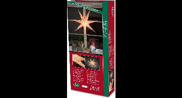 zevenpuntige XL kerstster papier Incl. 3 m. snoer met stekker, schakelaar en E14-fitting wit / rood - 78x78x16 cm