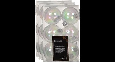Decoris kerstballen - 36x stuks - 6 cm - transparant parelmoer -kunststof -kerstversiering
