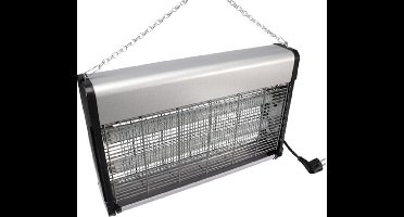Perel Elektrische uv-insectenverdelger, 2800V, uitneembare opvangbak, binnengebruik, 100 m², metaal, vrijstaand of hangend (incl. ketting), weg met muggen, vliegen en wespen, veilig voor mens en dier