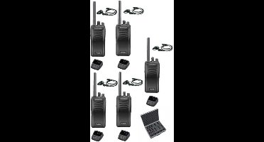 Set van 5 stuks Kenwood TK-3501 met koffer, D-shape oortje en laders
