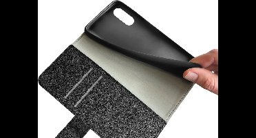 Just in Case hoesje geschikt voor Sony Xperia 10 VI Hoesje met Pasjeshouder - Bookcase Classic - Zwart