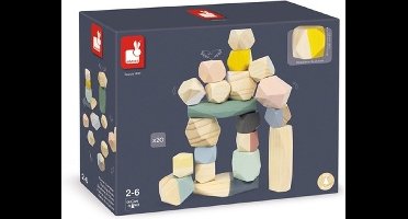 Janod Sweet Cocoon - Stapelstenen - Lichtgewicht Houten Stenen - Eindeloze Constructiemogelijkheden! - Geschikt Vanaf 2 Jaar