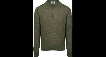 King Essentials The Robert Long Sleeve Poloshirt Merino Army Groen - Maat XXL - Heren - Pullovers