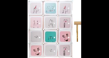 Intirilife garderobekast DIY wasbord plank met 12 deuren voor kinderen in roze - opbergkast plank kubus met 2 kledingstangen kan afzonderlijk worden gemonteerd