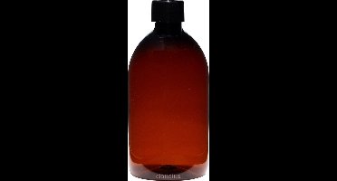 Lege plastic fles 500 ml PET Apothekersfles amber - met zwarte dop - set van 10 stuks - Navulbaar - Leeg