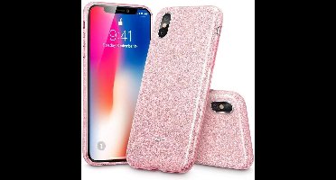 ESR iPhone 8 hoes roze glitters chique design zacht TPU