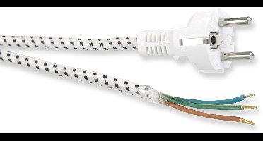 Stroomsnoer voor strijkijzer met nylon mantel - rechte stekker - 3 meter