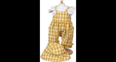 Mamamemo Poppenkleding Tuinbroek Geel Geruit 42 - 46 cm