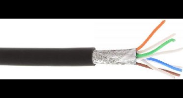 S/FTP CAT6a 10 Gigabit netwerkkabel met flexibele aders - AWG26 - LSZH / zwart - 100 meter