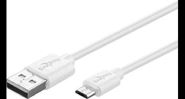 Goobay Fast Charging USB naar USB Micro B kabel - tot 2,5A - USB2.0 / wit - 1 meter