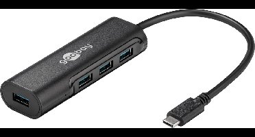 Goobay USB-C hub met 4 poorten - busgevoed - USB3.0 / zwart - 0,15 meter