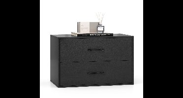 COSTWAY Ladekast met 2 laden, stapelbaar, dressoir van hout, nachtkastje, opbergkast, ladekast voor woonkamer, kantoor, slaapkamer, 60 x 34 x 38 cm (zwart)