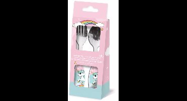 Unicorn metalen ergonomische bestekset - 2 stuks