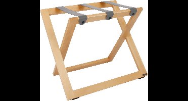 Kofferrek Roootz Compact | Naturel beukenhout met Taupe Grijze Leren banden | Inklapbaar | Compact