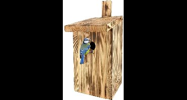 "Zylo® Nestkastje Koolmees - Nestkastje Pimpelmees - Nestkastje Koolmees Bouwpakket - 37.5D x 22W x 19.5H - Grijsbruin "