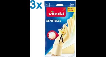 Vileda Sensible Latex Handschoenen – Maat S/7 – 3 Paar – Met Vanillegeur - Voordeelverpakking