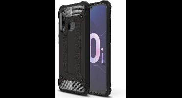 Ntech Hoesje Geschikt voor Huawei P Smart Plus (2018) Dual layer Armor Hoesje - Zwart