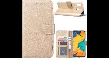 Ntech Portemonnee hoesje met Pasjesruimte Geschikt Voor Samsung Galaxy A30 - Goud