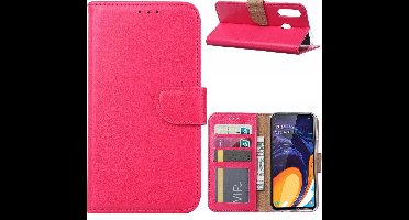 Ntech Hoesje Geschikt Voor Samsung Galaxy A60 Portemonnee Hoesje / Book Case - Pink/Roze