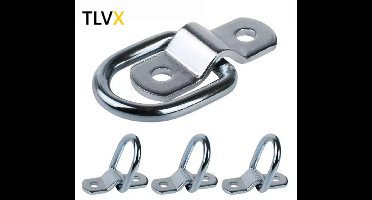 TLVX 4 stuks Zeer Sterke Ankerpunt 4x6cm - D-Ring - Trek Ring - Vastzetankers - Sjorring - Montage Beugel - Pull Haken - Spanner - Muuranker - Grondanker Waterproof - Auto - Boot - Vrachtwagen - Aanhanger - Bestelwagen - Bouw - Doek - Touw spannen