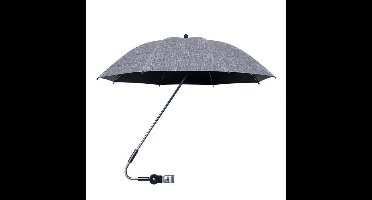 S&E UV- & Windbestendige Kinderwagenparaplu – 360° Draaibaar Zonnescherm met Klem | Universeel & Opvouwbaar | Ideaal voor Zomeruitjes - Grijs