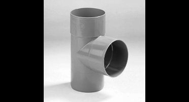 Dyka T-stuk 2x mof 1x spie 90° PVC grijs keurmerk BRL2012 100mm