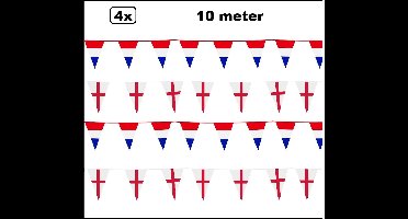 4x Vlaggenlijn landen set Nederland / Engeland 10 meter - Sport Holland Engeland Thema feest voetbal party