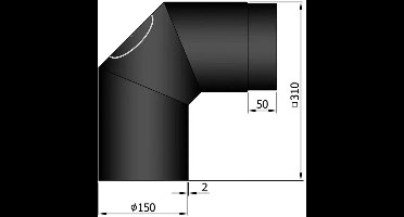 Kachelpijp Bocht 2 x 45° met deur - zwart - staal - 2mm
