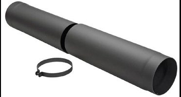 Kachelpijp Ø130 schuifbuis - zwart - staal 2mm