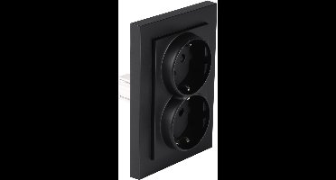 Q-link dubbele wandcontactdoos - Inbouw - Randaarde - Zwart
