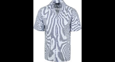 Suitable Short Sleeve Overhemd Stripe Seersucker Lichtblauw - Maat S - Heren - Casual Shirt