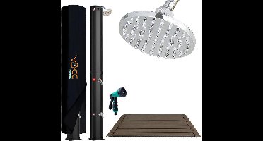 CCLIFE solar douche - zonnedouche met grondplaat en handdouche 40L solar tuindouche zwembad douche regendouche buitendouche tuindouche warm water