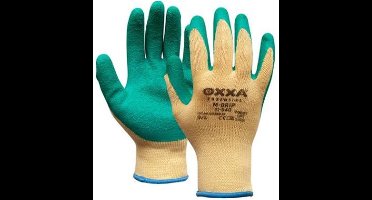 OXXA M-Grip 11-540 handschoen XS Oxxa - groen/geel - Latex/Katoen - Gebreid manchet - EN 388:2016