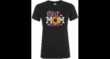 Best Mom Ever Zonnebloem T-shirt - Dames T-shirt - Cadeau - Mama - Beste Moeder Ter Wereld - Jarig - Verjaardagscadeau - Moederdag - Moederdag Cadeau - Mom - Moeder Cadeau - verjaardag - Maat S