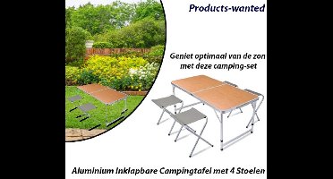 Relaxwonen | Campingtafel met 4 stoelen | 120 x 60 x 40cm