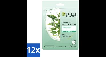Garnier - SkinActive - Hydra Bomb Tissue Masker - Groene Thee - 1 Gezichtsmasker - Voordeelverpakking - 12 stuks