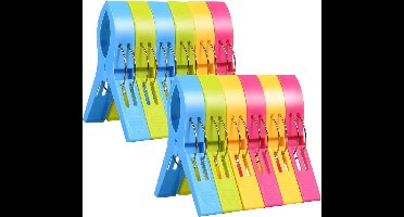 Handdoekclips - Handdoeklusjes met Clip - Handdoekknijpers - Badlaken Knijpers - Handdoekklem - Handdoekklemmetjes - Theedoek Haakje - Handdoekhaakjes - Handdoekhouders - Ophanghaakjes voor Theedoeken - Veelkleurig - 12 Stuks